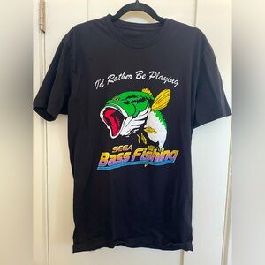 Large black Sega Bass Fishing graphic tee